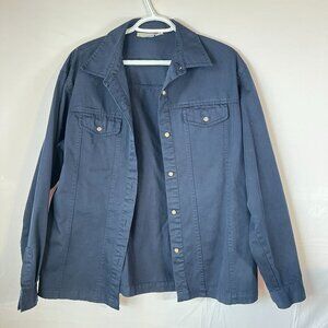 Mac & Jac 100% Cotton Navy Utility Shirt Effortlessly Cool Classic Workwear Vibe